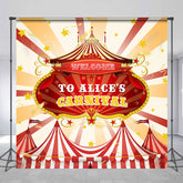 Lofaris Personalized Red Stripe Circus Carnival Birthday Backdrop